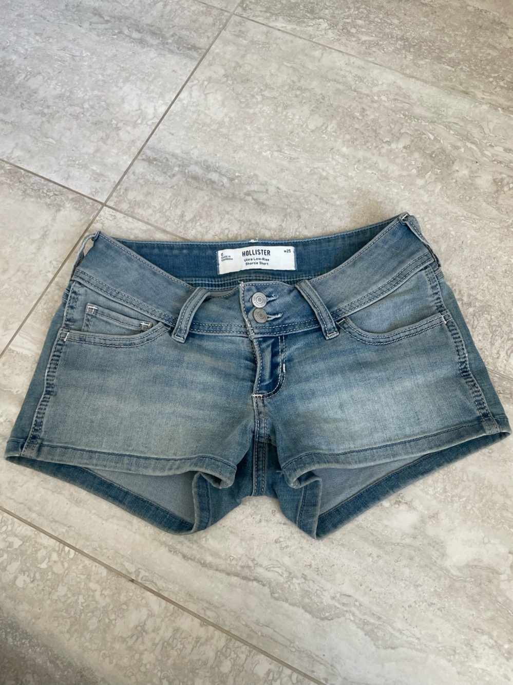 Hollister Women's Faded Blue Denim Shorts